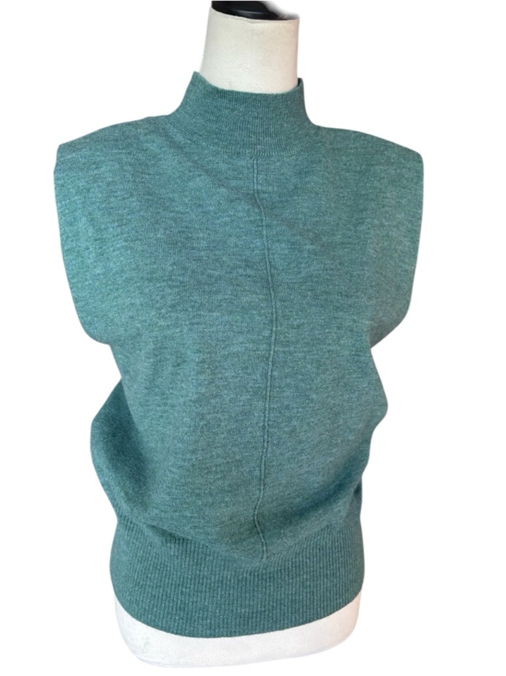 Elan Teal Sleeveless Mock Neck Sweater Vest - Teal